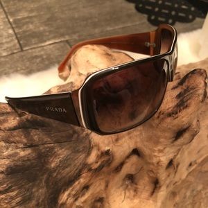 Brown Prada sunglasses (white stripe)
